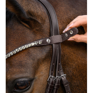 Frontriem Shine X-Line Waldhausen bruin Zilver