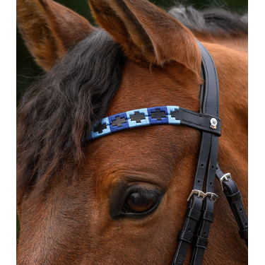 Waldhausen X-Line Polo frontriem zwart Blauw / lichtblauw