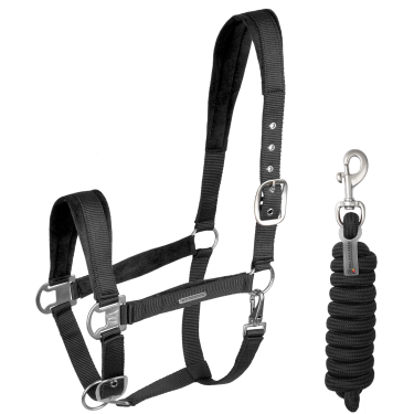 Halter en leadrope Waldhausen Velvet Zwart Halter en leadrope Waldhausen Velvet Zwart