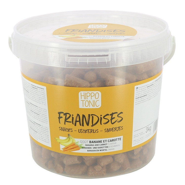 Hippo-Tonic snoepjes voor paarden met banaan- en wortelsmaak Hippo-Tonic snoepjes voor paarden met banaan- en wortelsmaak