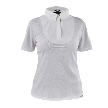 Short-sleeve lavallière blouse young rider Shires Aubrion Wit
