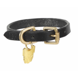 Shires Digby & Fox vlakke leren hondenhalsband Zwart