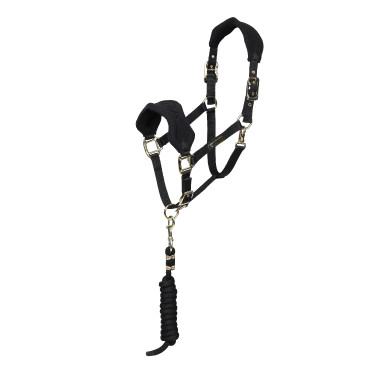 Shires Arma halster en fleece halstertouw Zwart