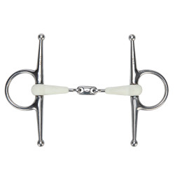 Shires EquiKind Softie dubbelgebroken watertrens met knevels Staal Grijs