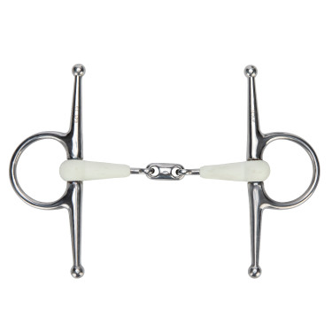 Shires EquiKind Softie dubbelgebroken watertrens met knevels Staal Grijs