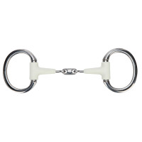 Shires EquiKind Softie olijftrens met platte ring en dubbele breuk Staal Grijs