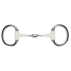 Shires EquiKind Softie olijftrens met platte ring en dubbele breuk Staal Grijs