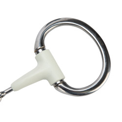 Shires EquiKind Softie olijftrens met platte ring en dubbele breuk Staal Grijs