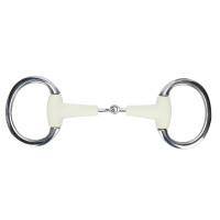 Shires EquiKind Softie dubbelgebroken olijfhoofdstelbit met platte schakel Staal Grijs