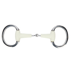 Shires EquiKind Softie dubbelgebroken olijfhoofdstelbit met platte schakel Staal Grijs