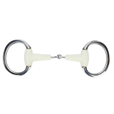 Shires EquiKind Softie dubbelgebroken olijfhoofdstelbit met platte schakel Staal Grijs