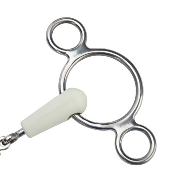 Shires EquiKind Softie dubbelgebroken kneveltrens met twee ringen Staal Grijs