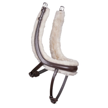 Franse gebogen neusriem met fleece Shires Velociti Rapida Bruin