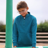 Shires Aubrion React junior ruiter kwart-zip trui IJsvogel Blauw