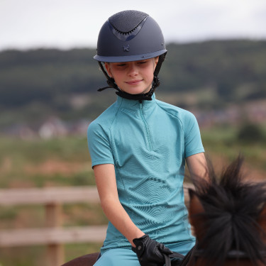 React onderlaag met korte mouwen jonge ruiter Shires Aubrion Nevel Blauw