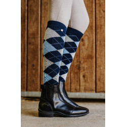 Equithème Argyle damessokken Marine / hemelblauw / grijs Beige