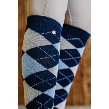 Equithème Argyle damessokken Marine / hemelblauw / grijs Beige