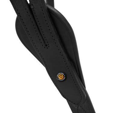 Martingaal met lederen halsband, verstelbare gespen Zwart