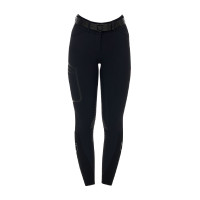 Damesbroek slim fit hoge taille Equestro Ridertechnology full grip Zwart