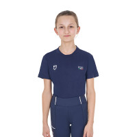 Unisex slim fit T-shirt kinderen Equestro X Fise Marineblazer Marineblauw