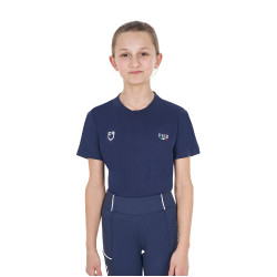 Unisex slim fit T-shirt kinderen Equestro X Fise Marineblazer Marineblauw