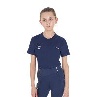 Unisex slim fit T-shirt kinderen Equestro X Fise Marineblazer Marineblauw