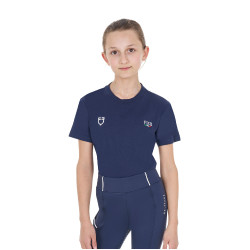 Unisex slim fit T-shirt kinderen Equestro X Fise Marineblazer Marineblauw
