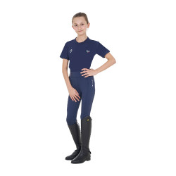 Unisex slim fit T-shirt kinderen Equestro X Fise Marineblazer Marineblauw