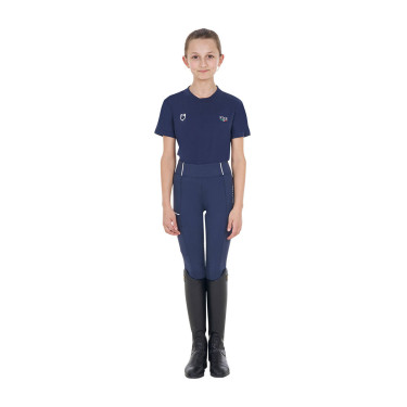 Unisex slim fit T-shirt kinderen Equestro X Fise Marineblazer Marineblauw