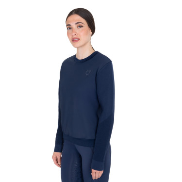 Dames technische sweatshirt met ronde hals met micro-mesh inzetstukken Marineblazer Marineblauw