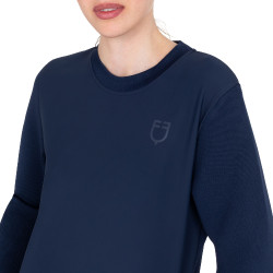 Dames technische sweatshirt met ronde hals met micro-mesh inzetstukken Marineblazer Marineblauw