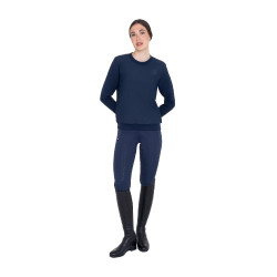 Dames technische sweatshirt met ronde hals met micro-mesh inzetstukken Marineblazer Marineblauw