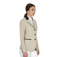 Dames wedstrijdjasje Monogram drie knopen Oxfordbruin Roze