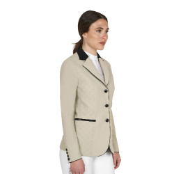 Dames wedstrijdjasje Monogram drie knopen Oxfordbruin Roze