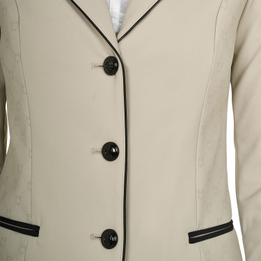 Dames wedstrijdjasje Monogram drie knopen Oxfordbruin Roze