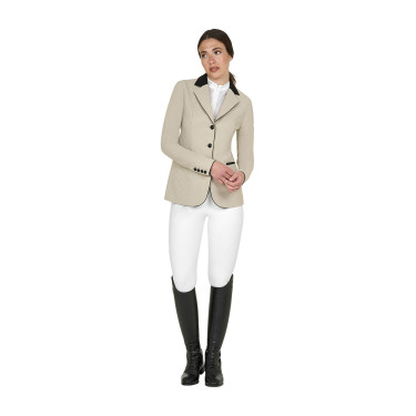 Dames wedstrijdjasje Monogram drie knopen Oxfordbruin Roze