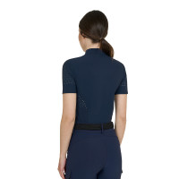 Dames trainings T-shirt van technische stof met microgaatjes Marineblazer Marineblauw
