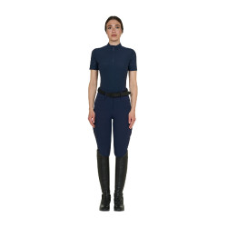 Dames trainings T-shirt van technische stof met microgaatjes Marineblazer Marineblauw