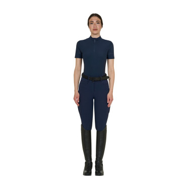 Dames trainings T-shirt van technische stof met microgaatjes Marineblazer Marineblauw