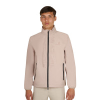 Softshell heren met logo op de rug Oxfordbruin Roze