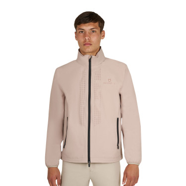 Softshell heren met logo op de rug Oxfordbruin Roze