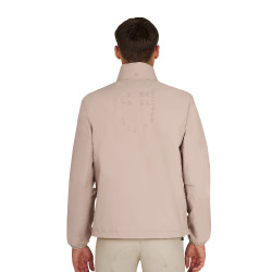 Softshell heren met logo op de rug Oxfordbruin Roze