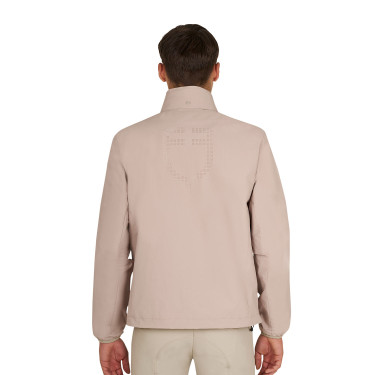 Softshell heren met logo op de rug Oxfordbruin Roze