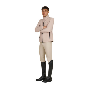 Softshell heren met logo op de rug Oxfordbruin Roze