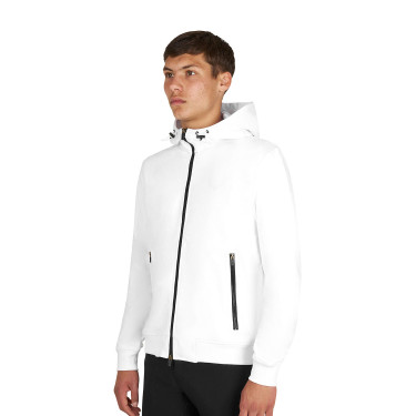 Herenhoodie met verstelbare capuchon en rits Wit