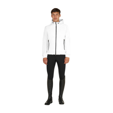 Herenhoodie met verstelbare capuchon en rits Wit
