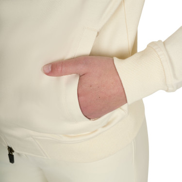 Dameshoodie met verstelbare capuchon en rits Antiek wit Beige