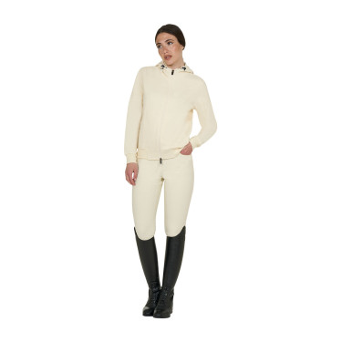 Dameshoodie met verstelbare capuchon en rits Antiek wit Beige