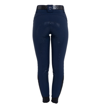 Damesbroek met full grip, hoge taille, logo in strass