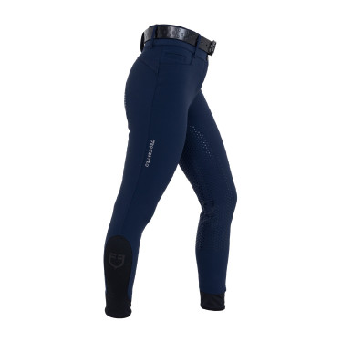 Damesbroek met full grip, hoge taille, logo in strass